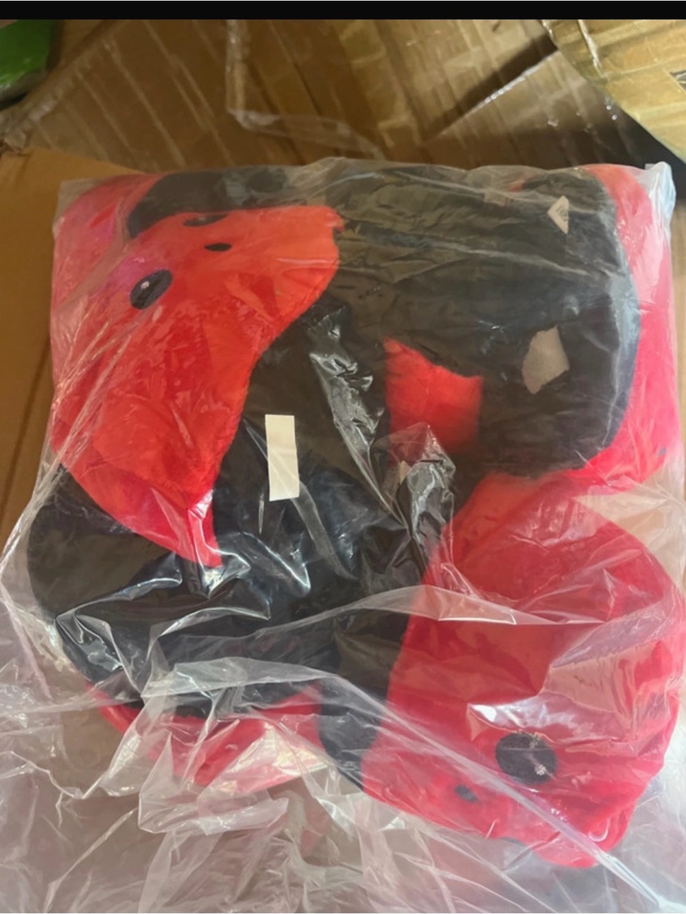 set of 6 Red and Black reversible stuffed ghost plush